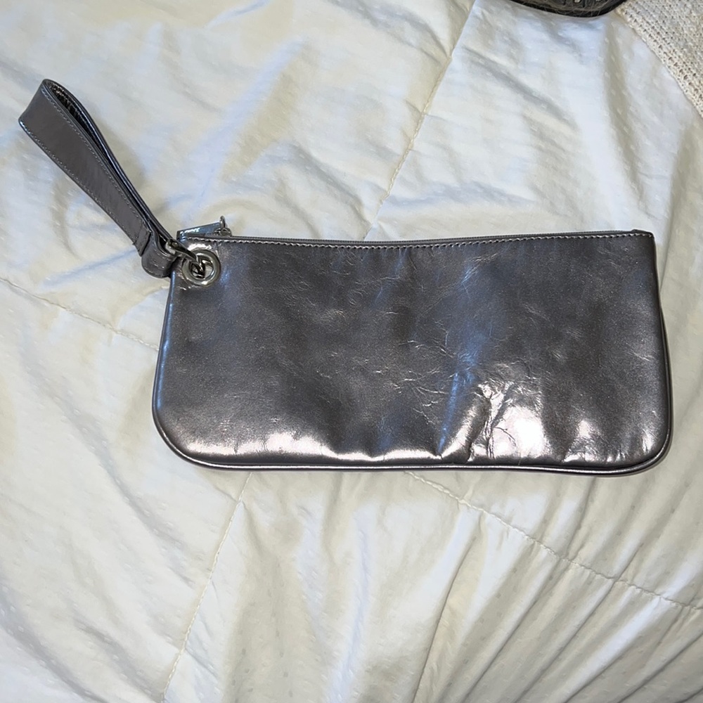 HOBO silver metallic wristlet/clutch